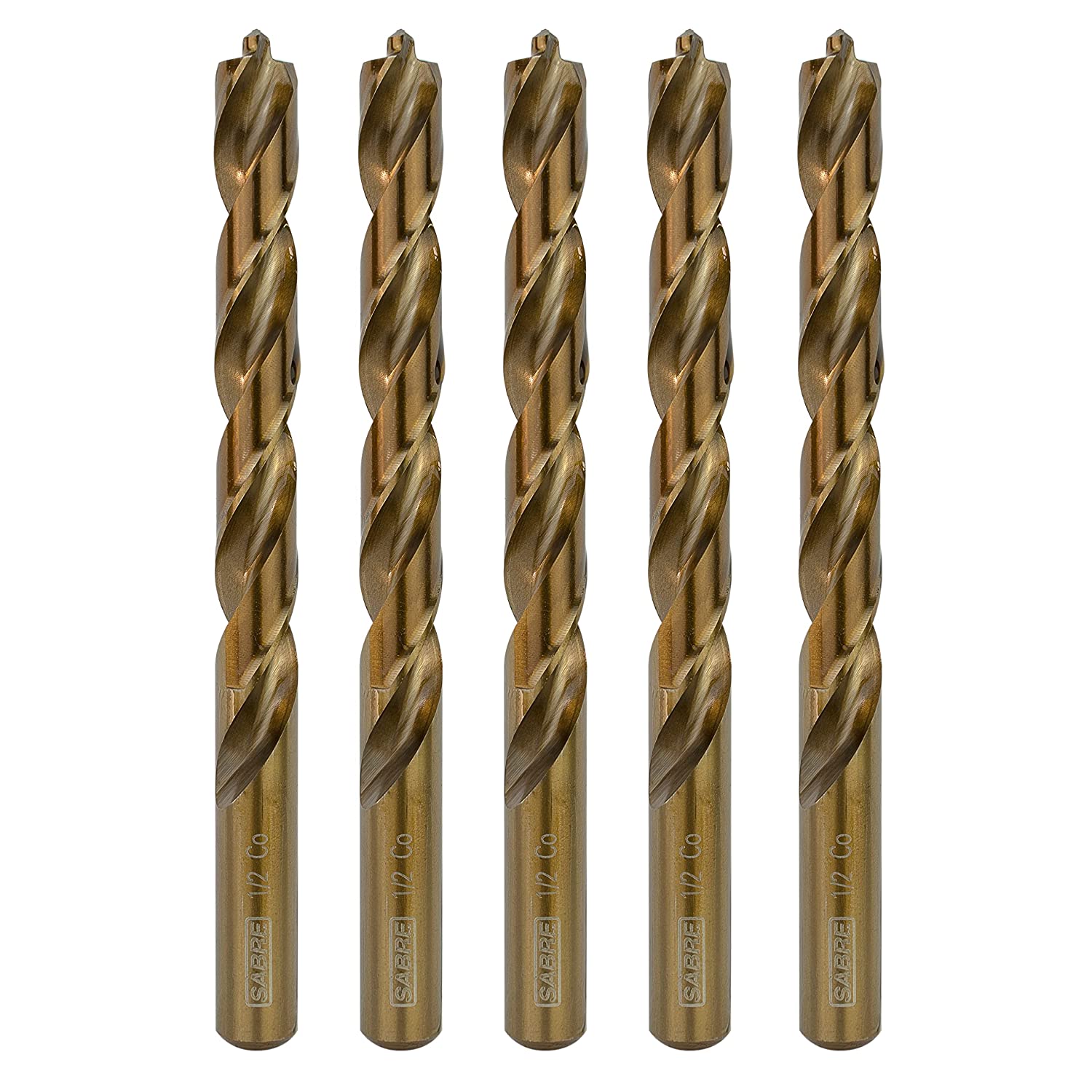 Sabre Tools 1 2 Inch Cobalt Drill Bits 5pcs Drill Bits for Metal M35 Cobalt Metal Drill Bit Set Pilot Point Cobalt Drill Bits Heavy Duty Drill Bits for Steel Hard Metal